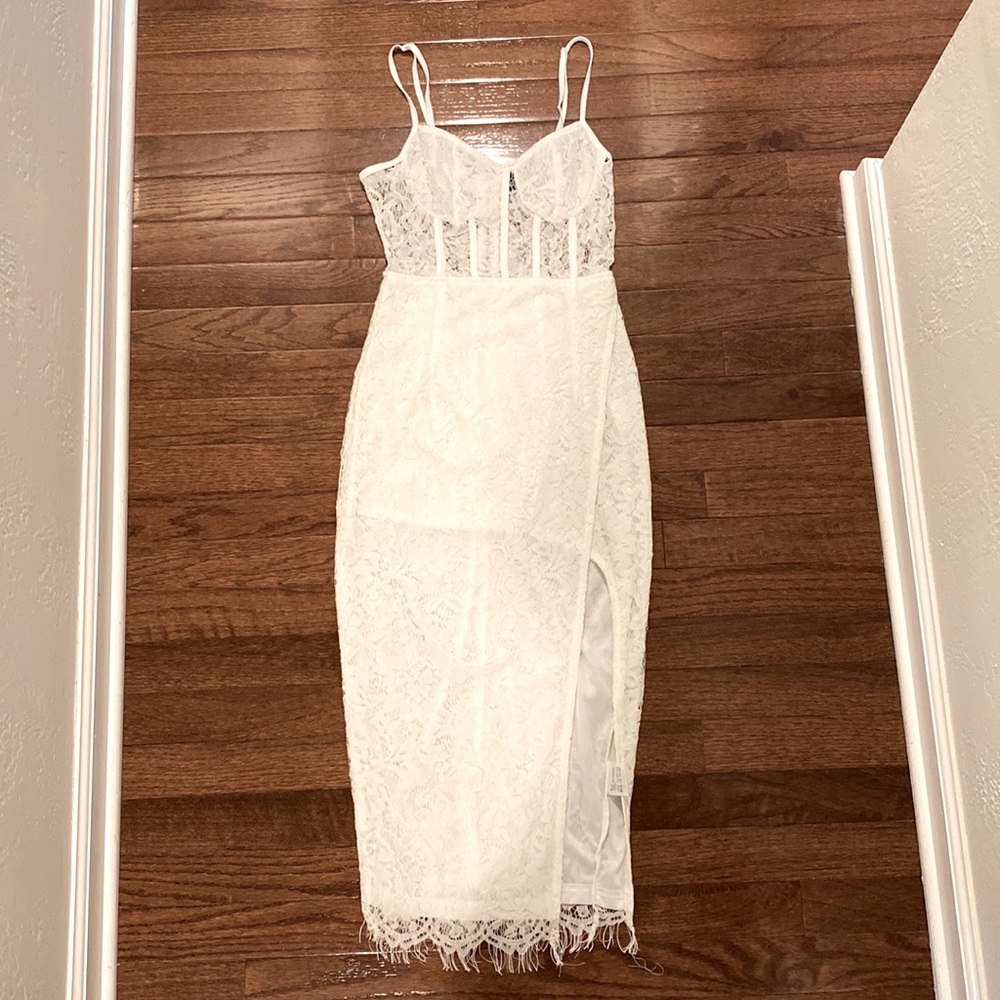 Pretty Little Things White Lace Midi